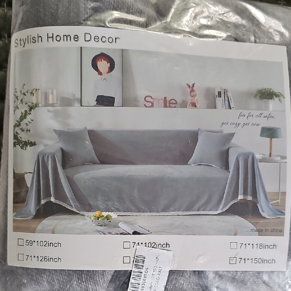 NWT: Gray Sofa Cover